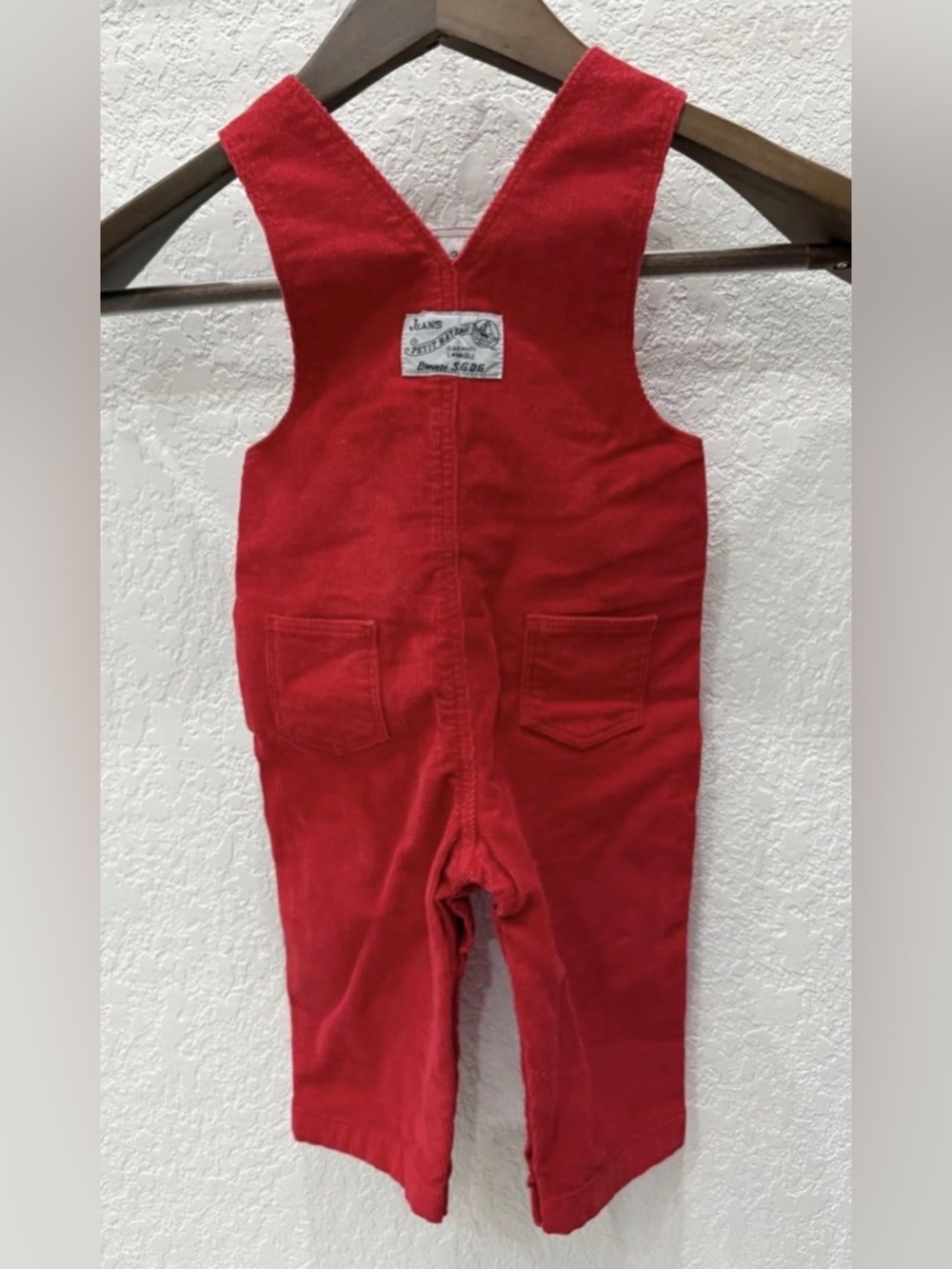 Petit Bateau Red Corduroy Infant Overalls Size: 6 months / 67 cm - Picture 2 of 8